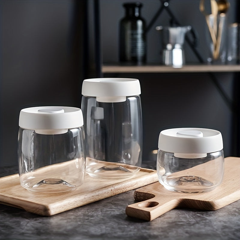 Glass Press Vacuum Seal Kitchen Storage Jar Airtight Containers