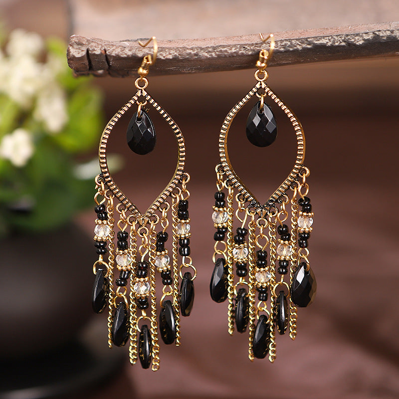 Antique Tassel Earrings Retro Water Drop Chain Earrings