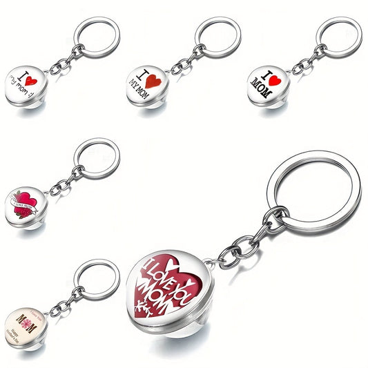 I LOVE MOM Keychain Metal Key Ring Purse Handbag Car Charm Earphone Accessory