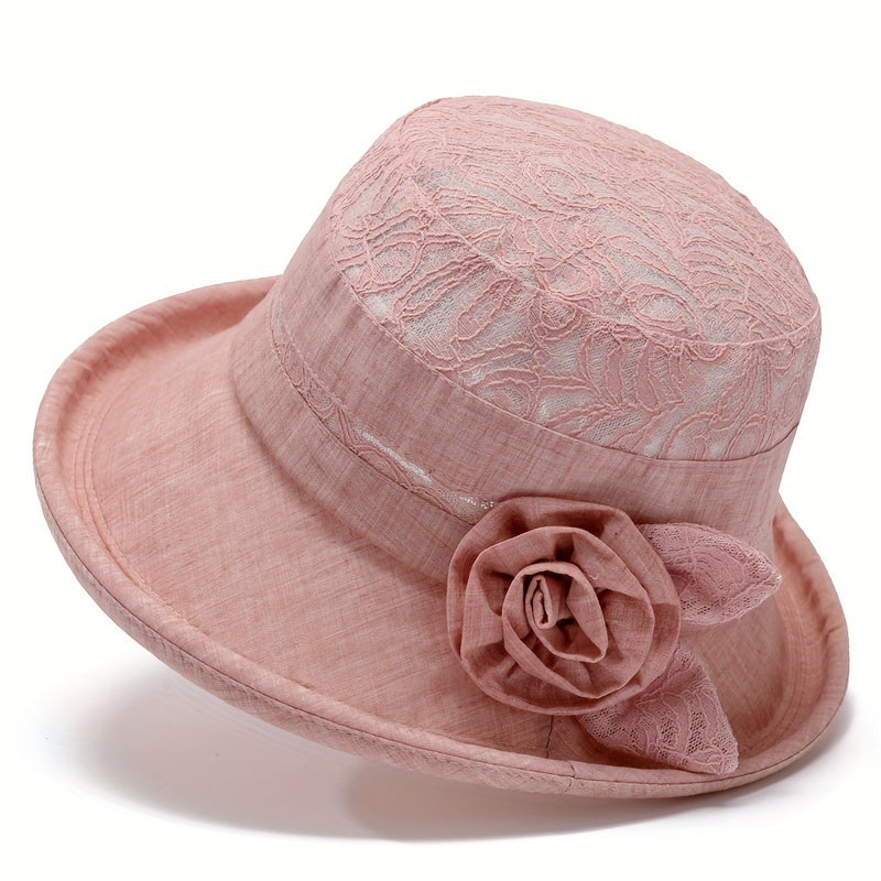 Lace Bucket Hat Flower Decor Thin Basin Hat Sun Hats For Women