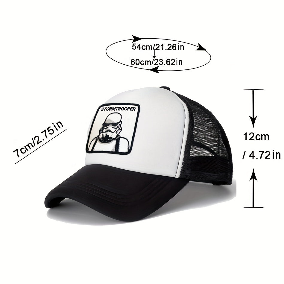 Mesh Trucker Baseball Cap Mask Man Pattern Embroidered Casual Hat