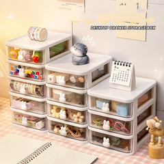 Rabbit Desktop Storage Box Transparent Drawer Desk Mini Storage
