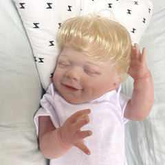 Silicone Vinyl Bebe Reborn Blonde Hair Soft Touch Can Bath Doll