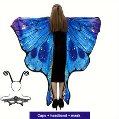Adult Butterfly Wing Cape Set with Antenna Headband & Lace Mask