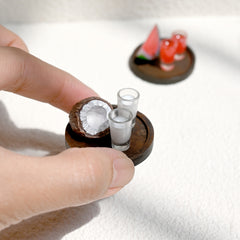 Mini Watermelon & Coconut Drink Set for Dollhouse Toy House Decor