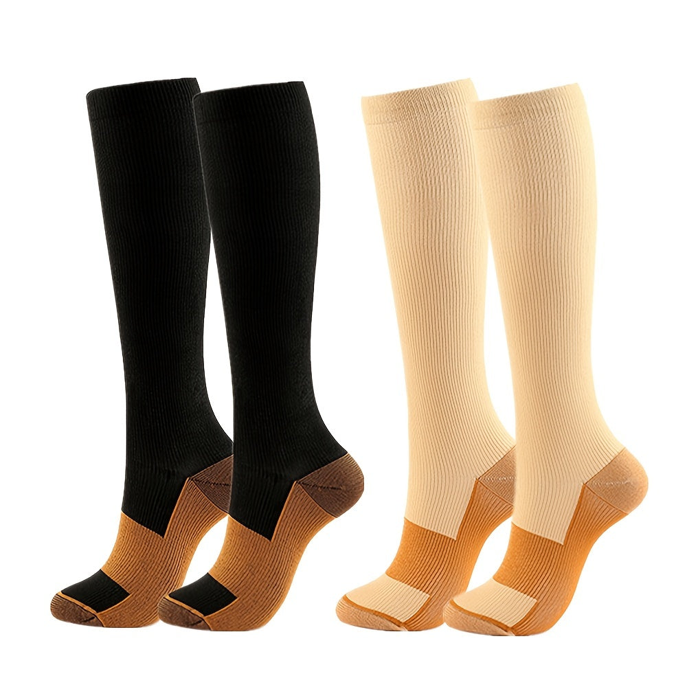 2 Pairs Pack Unisex Knee-length Compression Socks For Men