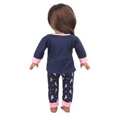 Cartoon Unicorn Cat Shark Giraffe Pajama Clothes Set for 18" Doll