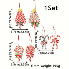 Christmas Lollipop Ornaments Set, Polymer Clay Candy Cane Hanging Decor