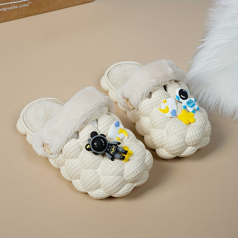 Kids' Cartoon Charms Warm Clogs