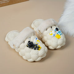 Kids' Cartoon Charms Warm Clogs
