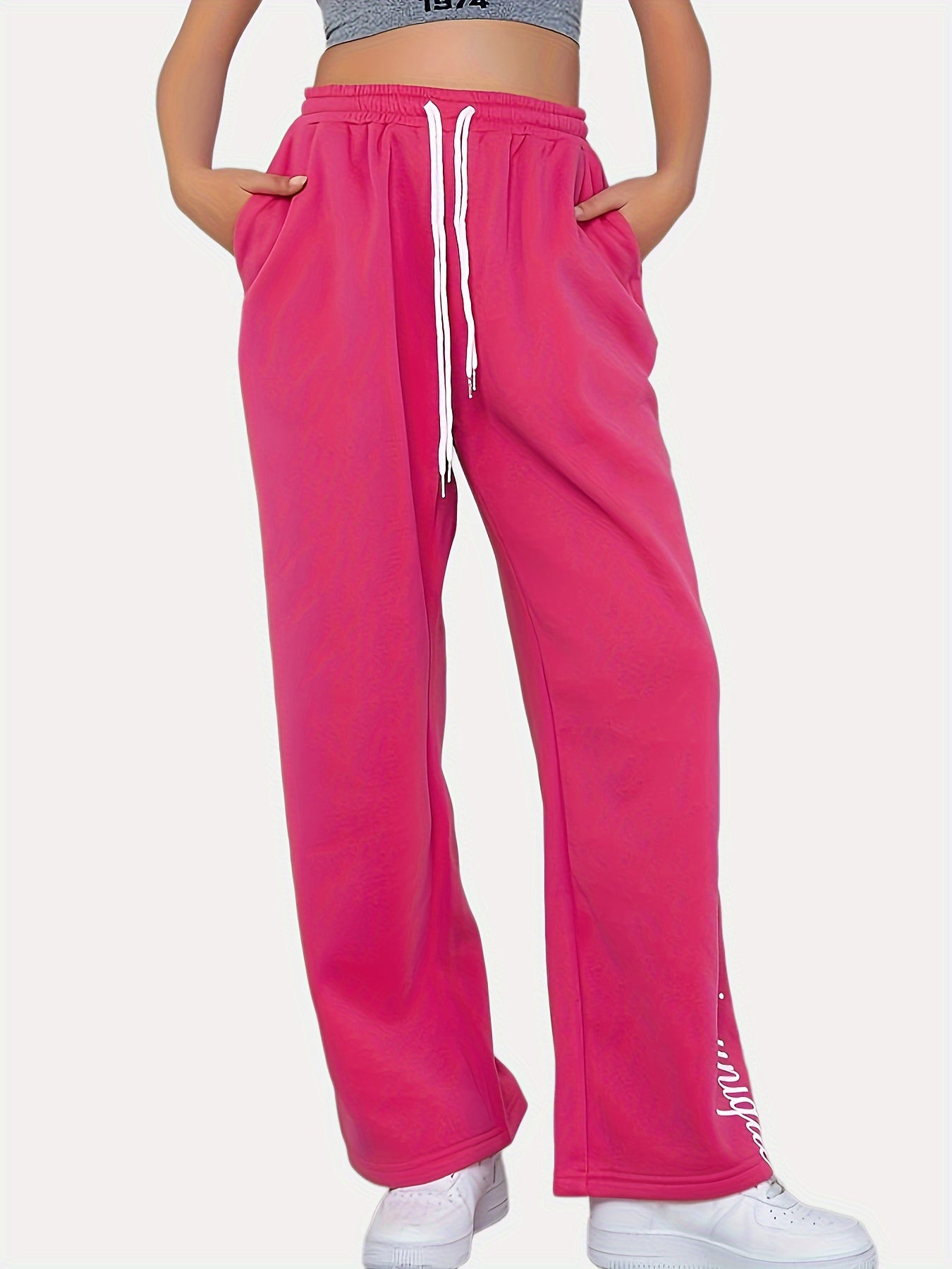  Casual Pants Women's Plus Letter Print Elastic Drawstring
