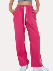  Casual Pants Women's Plus Letter Print Elastic Drawstring