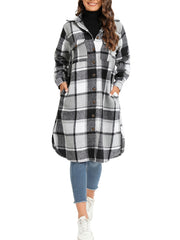 Plaid Button Front Jacket Long Sleeve Spring/Fall Women's Clothing
