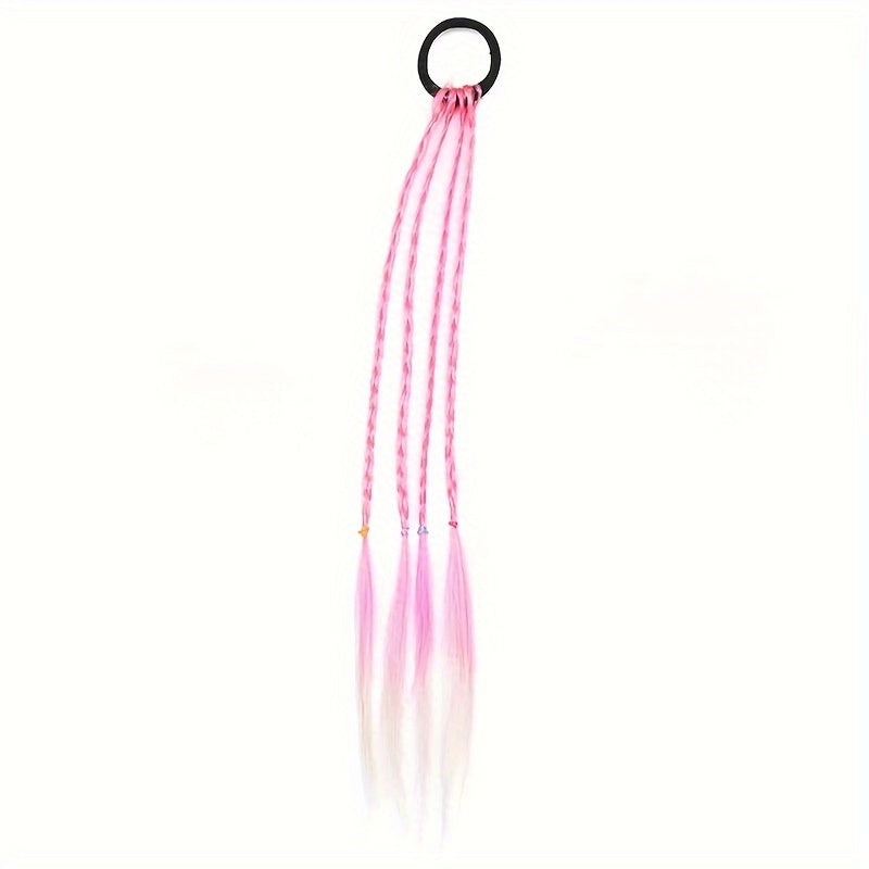6pcs Fantasy Hair Extensions Set Braids Ponytail with Elastics