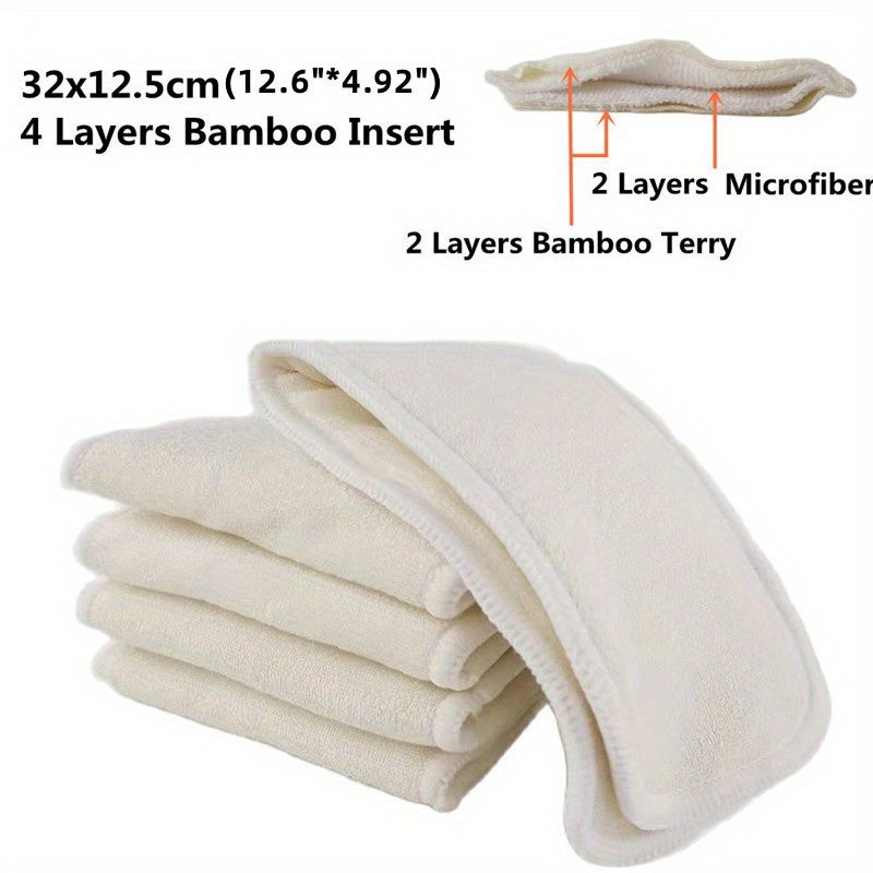 5pcs Washable Cloth Diaper Insert 4 Layers Bamboo Insert 32x12 5cm