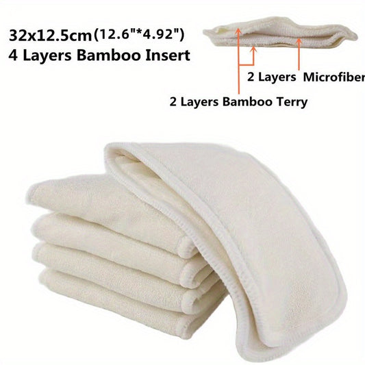 5pcs Washable Cloth Diaper Insert 4 Layers Bamboo Insert 32x12 5cm