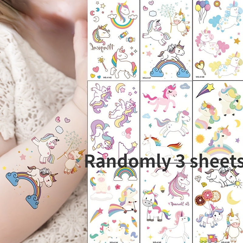 Spaceship Unicorn Robot Tattoo Stickers Waterproof