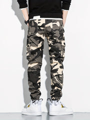 Camouflage Flap Pocket Cargo Pants Slim Fit Jogger Pants