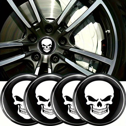 4pcs Skeleton Skull Car Wheel Center Hub Cap Stickers 56mm Car Accessories