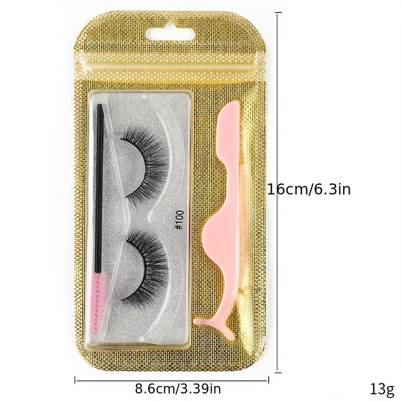 3D Fluffy Curly False Eyelashes Set with Tweezers and Brush