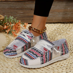 Women's Geometric Pattern Canvas Flat Shoes