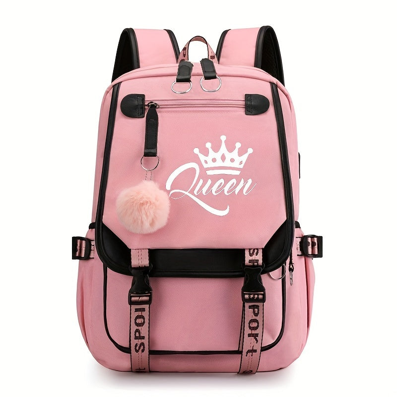 Queen Print Students School Backpack Large Capacity Casual Bag