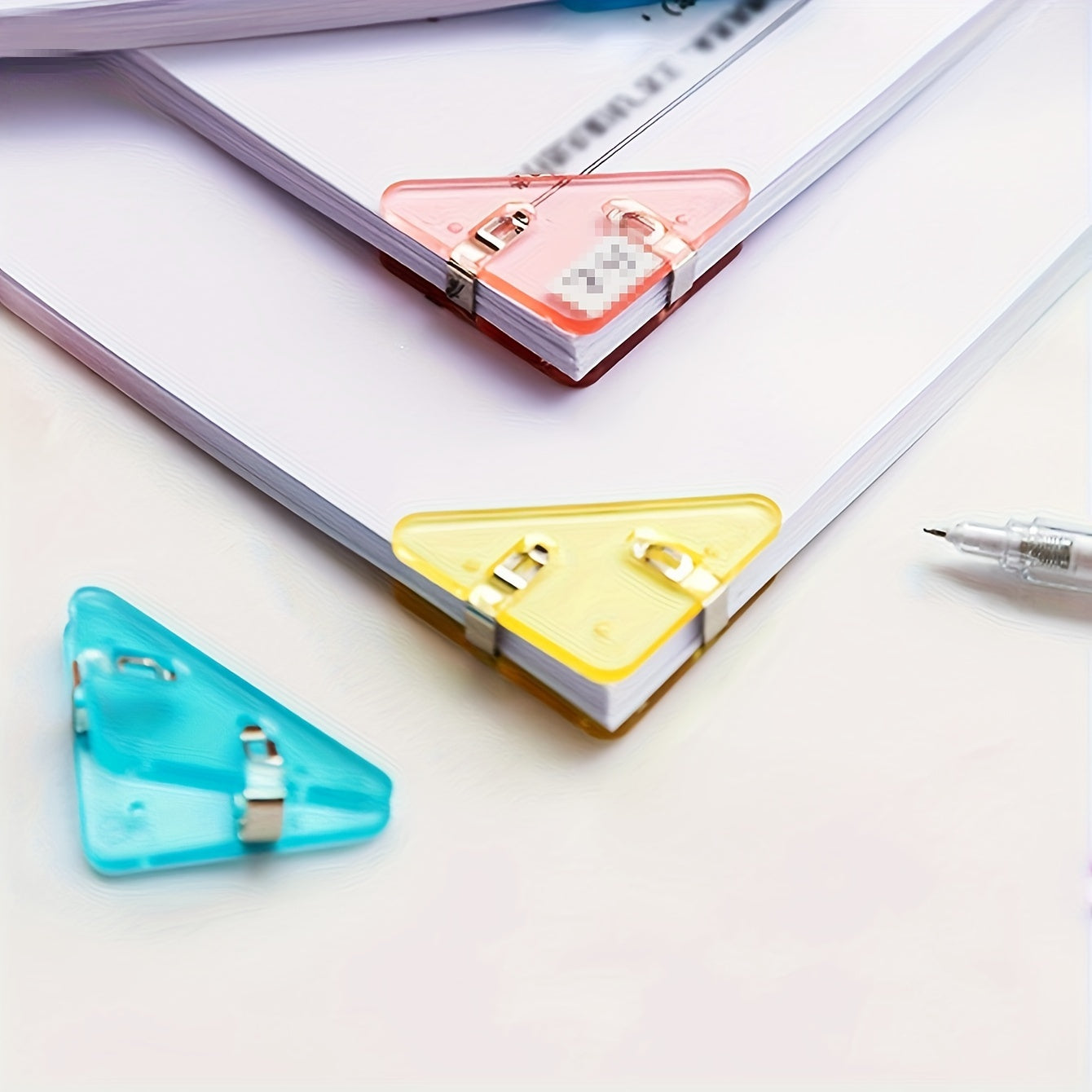 10pcs Triangle Transparent File Edge Clip Office School Supplies