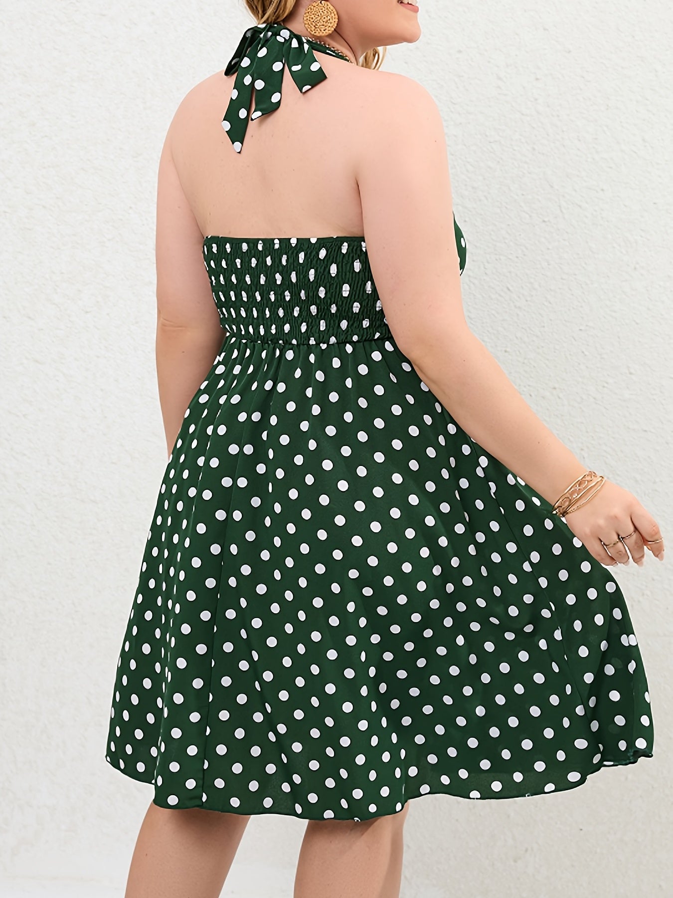 Polka Dot Halter Neck Dress
