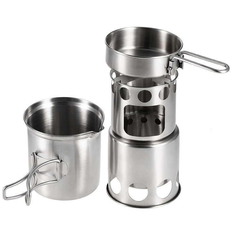 Portable Stainless Steel Charcoal Stove Set for Outdoor Cooking