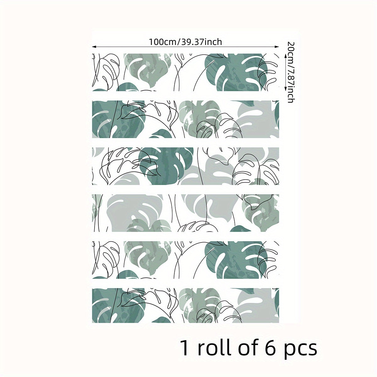 6pcs Watercolor Turtle Back Leaf Pattern Stair Stickers