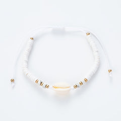 Hot Ocean Style Shell Gemstone Silicone Beaded Bracelet Hand Woven Adjustable