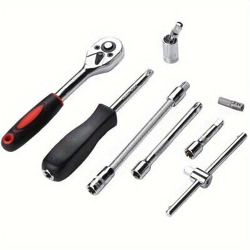 46pc 1/4" Drive Socket Ratchet Wrench Set for Auto Repair Household