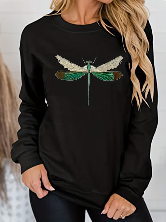 Dragonfly Print Sweatshirt for Women