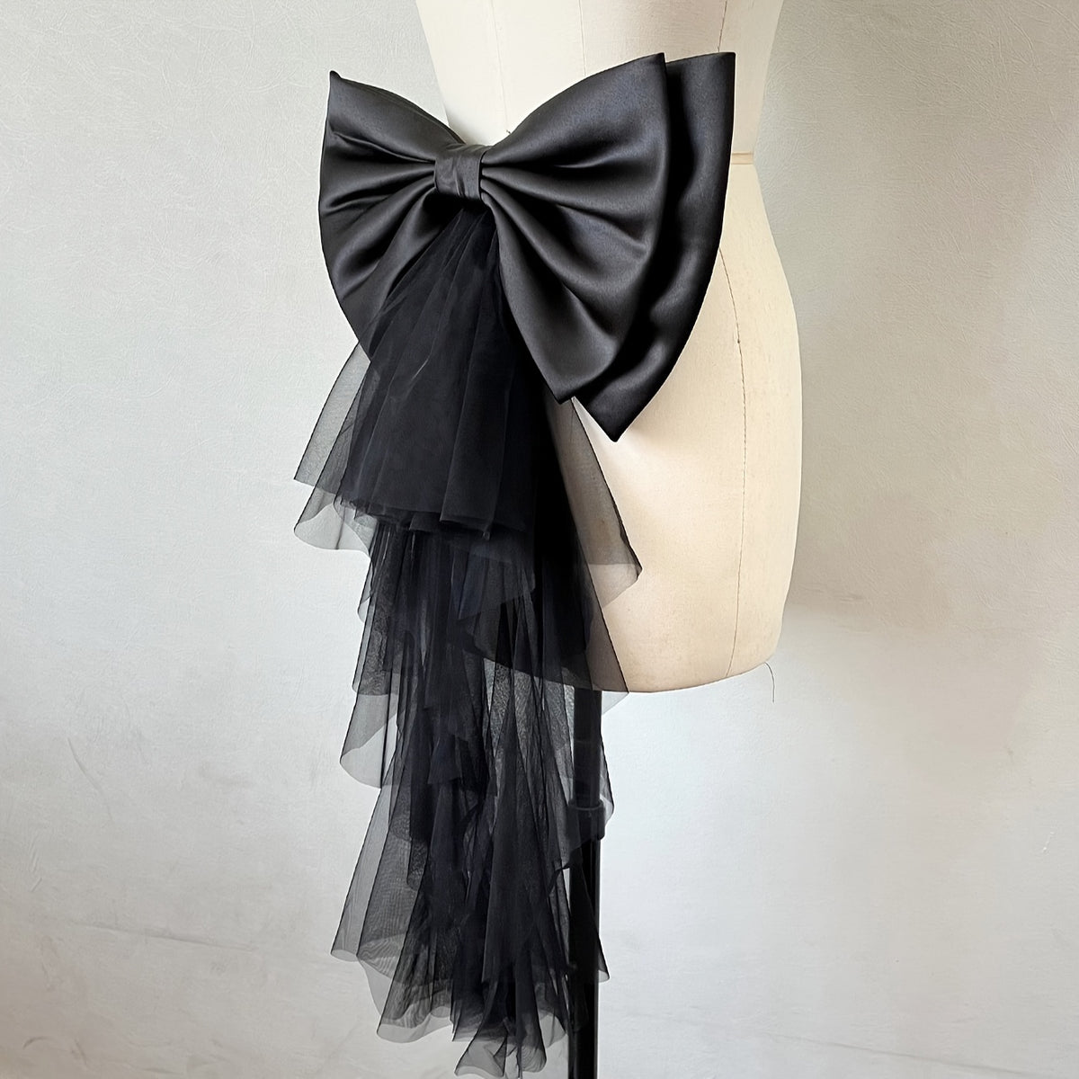 Royal Court Style Bridal Bow Accessory with 24" Tulle Tail