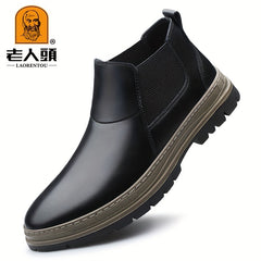 LAORENTOU Men's Chelsea Ankle Boots Round Toe Slip On