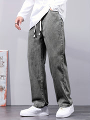 Distressed Drawstring Denim Pants for Men