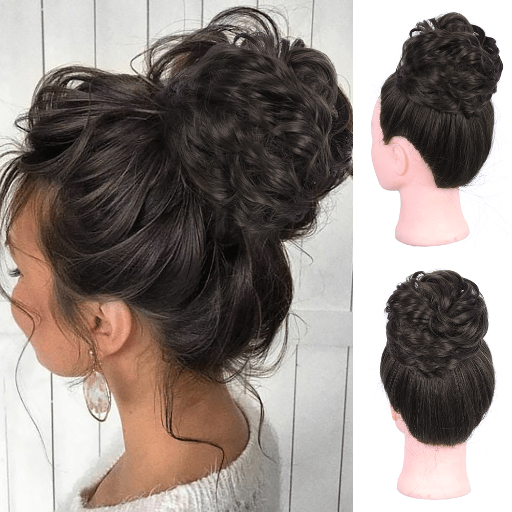 Curly Bun Extension Clip In Hairpiece Messy Updo Brown Blonde Hallow