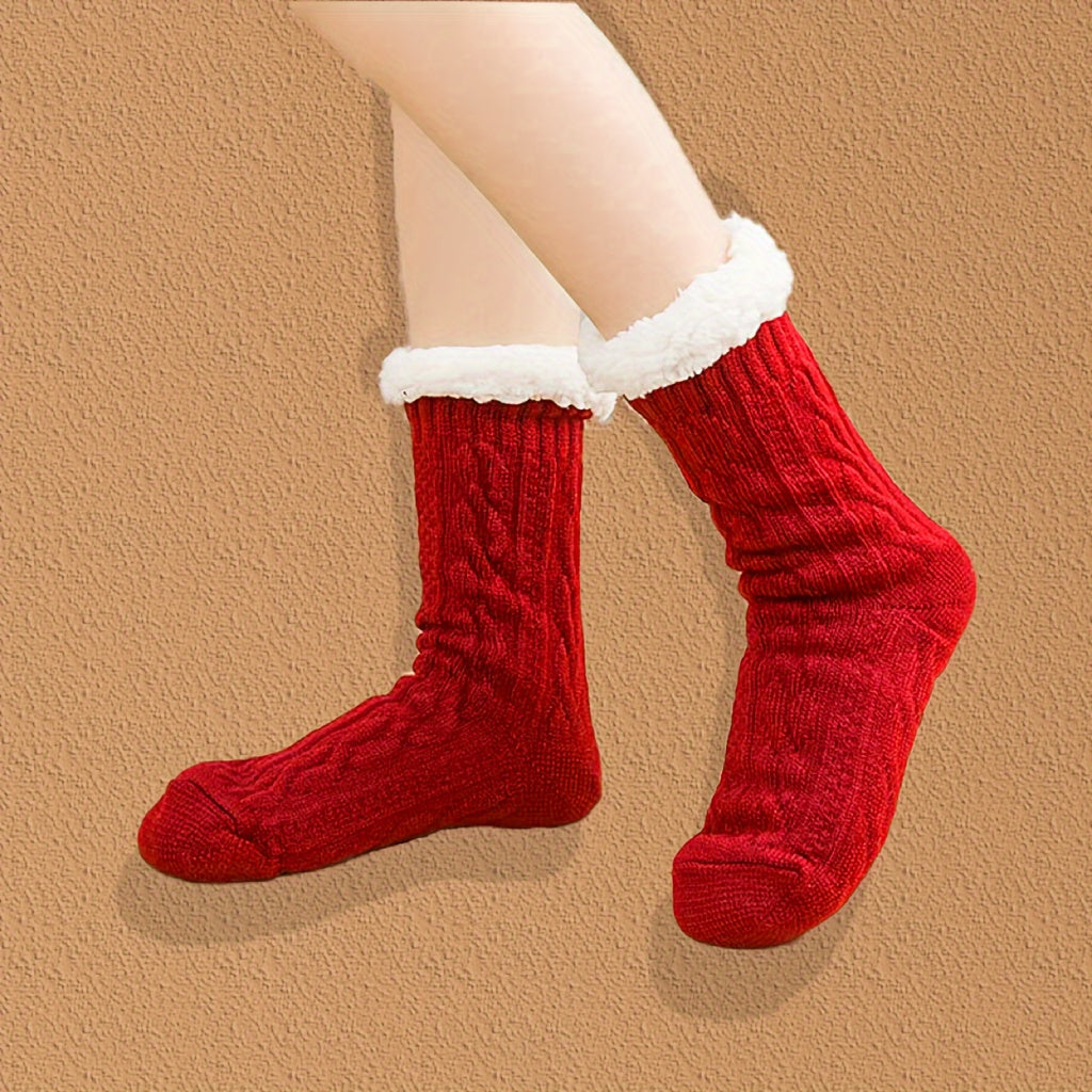 Plush Lined Warm Home Floor Socks Women's Stockings