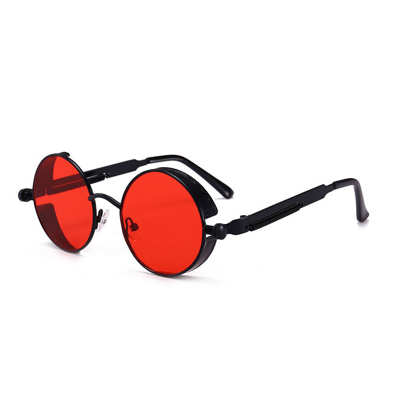 Vintage Steampunk Red Sunglasses Round Punk Retro Sun Glasses Goggles