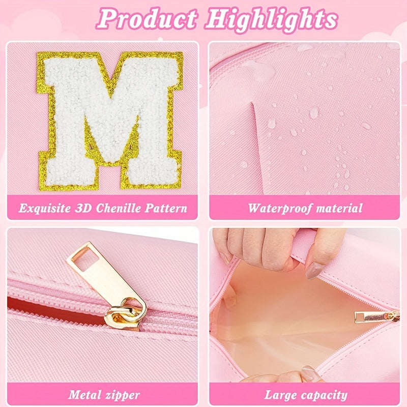 Monogrammed Cosmetic Bag PU Waterproof Travel Toiletry Bag