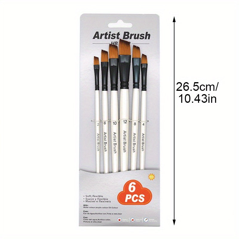 6pcs Artist Paint Brushes Set Acrylic Watercolor Painting
