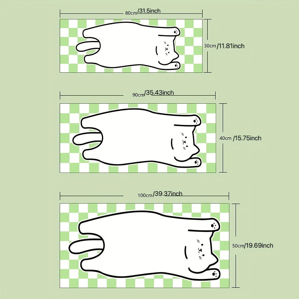 Green Plaid Cat Mouse Pad