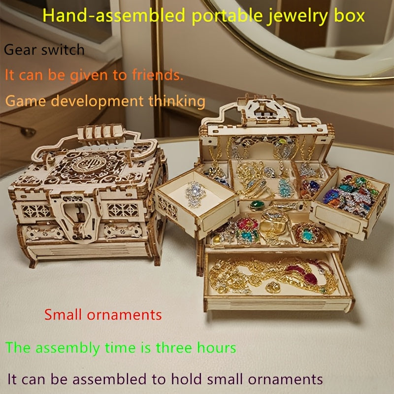 3D Wooden Puzzle Jewelry Box DIY Creative Development Thinking Gift