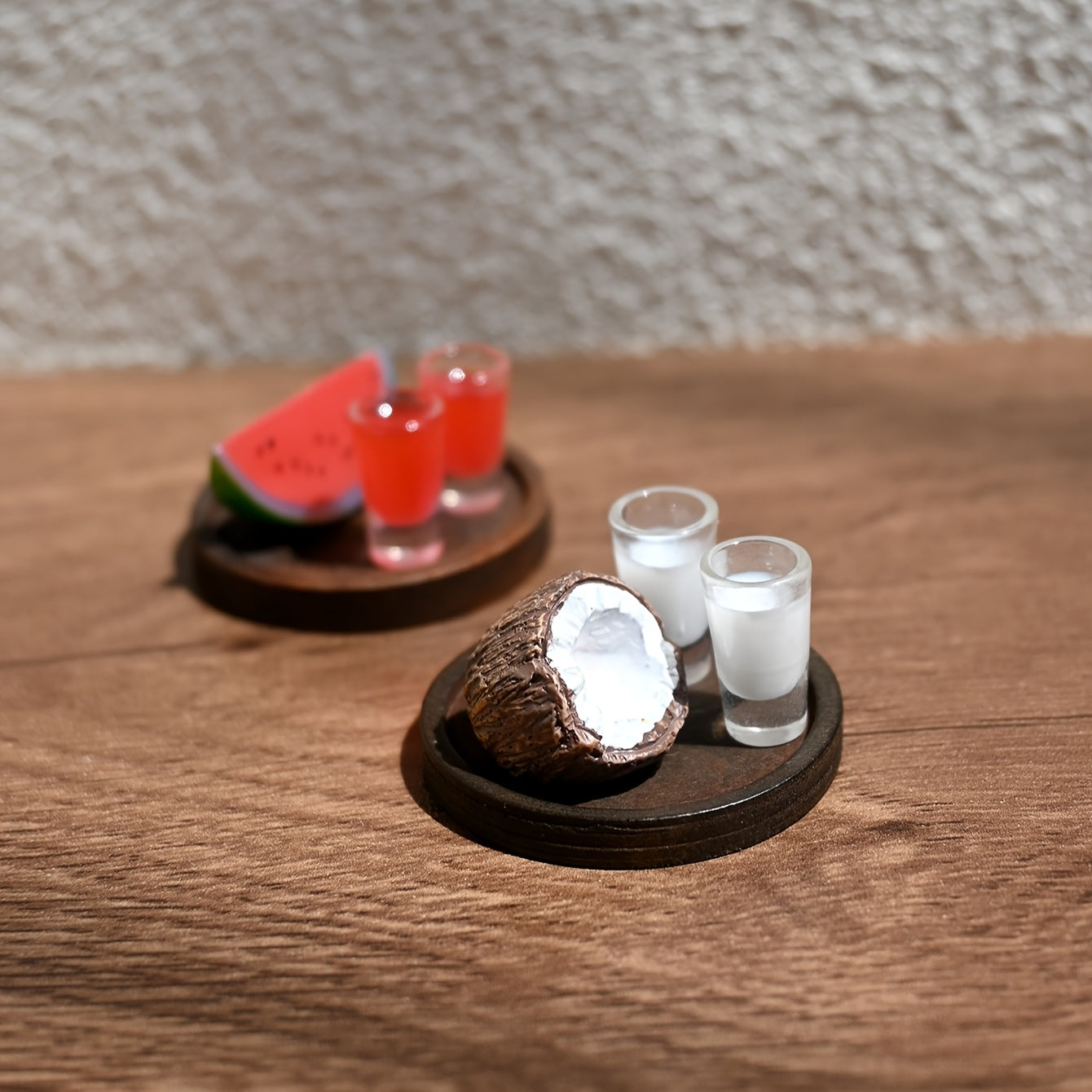 Mini Watermelon & Coconut Drink Set for Dollhouse Toy House Decor