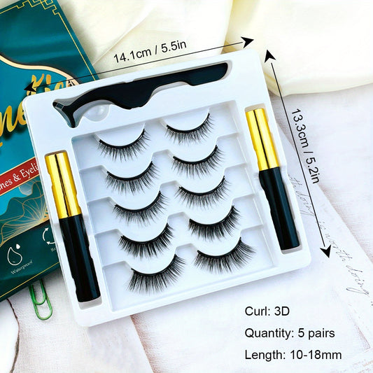 Magnetic Eyelashes with Eyeliner Kit 5 Pairs Natural Looking Waterproof