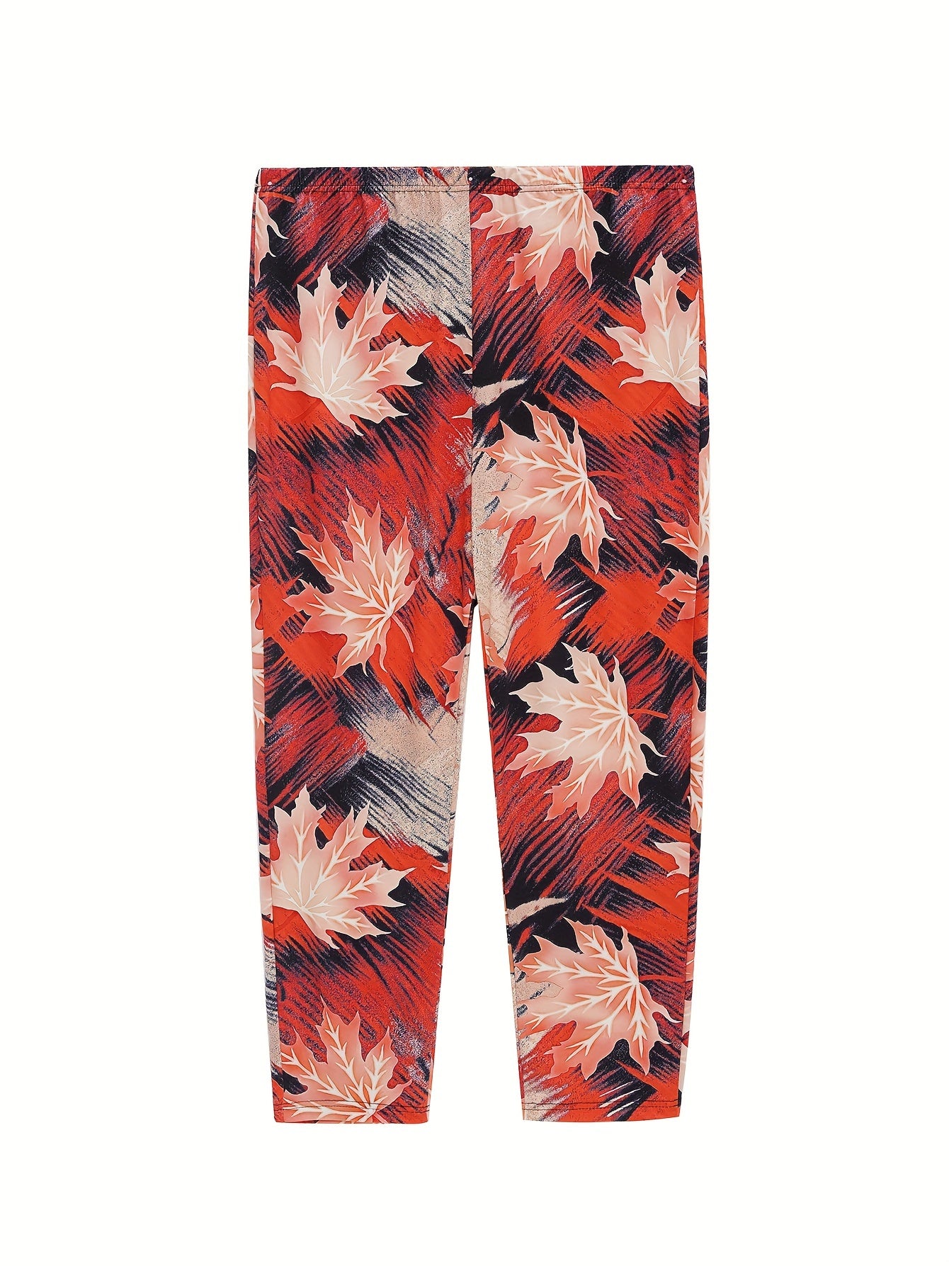  Leaf Print High Stretch Skinny Leggings