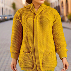  Hooded Open-Front Cardigan with Pockets