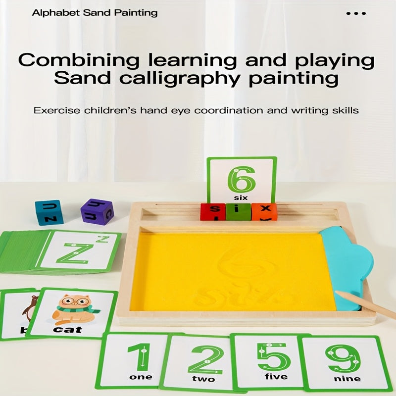 Colorful Wooden Alphabet Sand Art Tray Educational Game