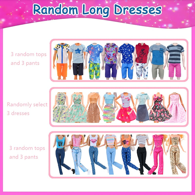 11.5 inch Doll Clothing Set - 25pcs Men's and Women's Tops, Pants, Skirts