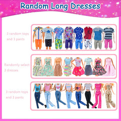 11.5 inch Doll Clothing Set - 25pcs Men's and Women's Tops, Pants, Skirts